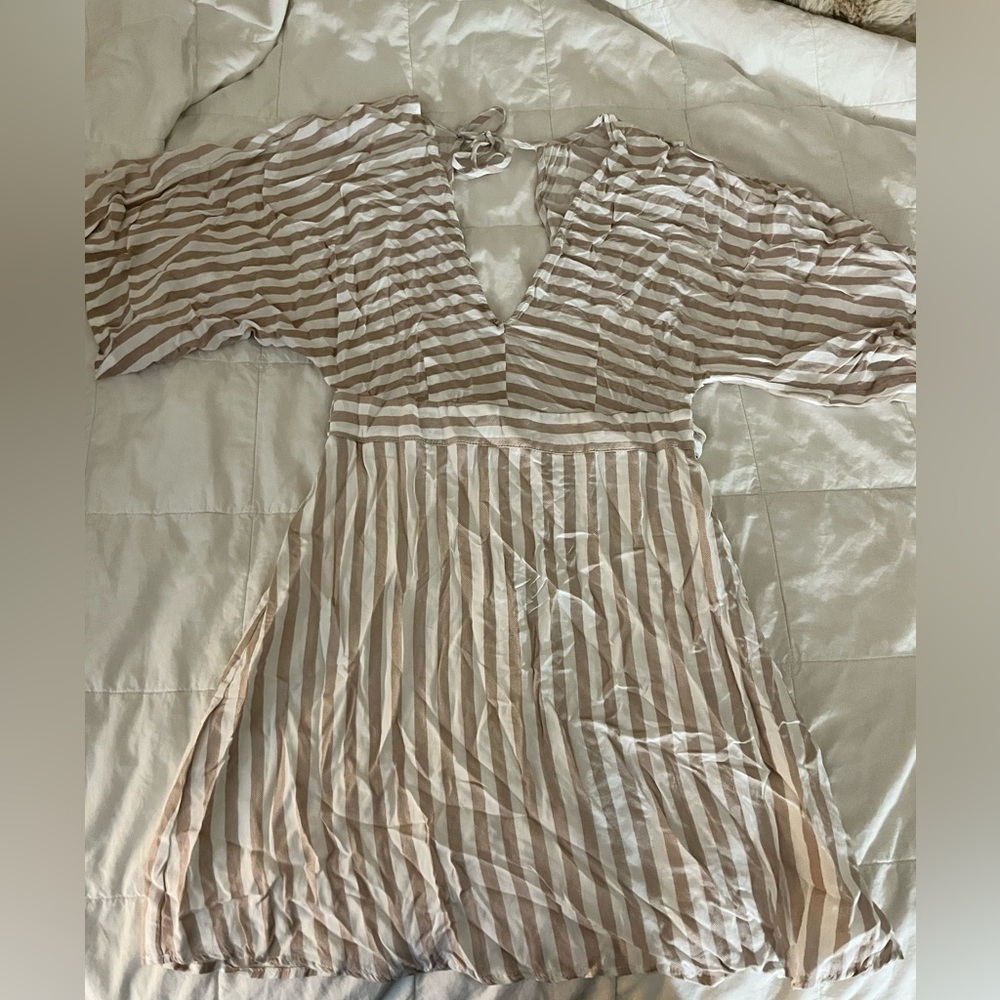 Lunik Beige and White Striped Blouse